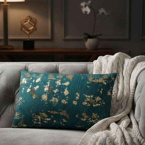 Adele Teal Gold Velvet Pillow