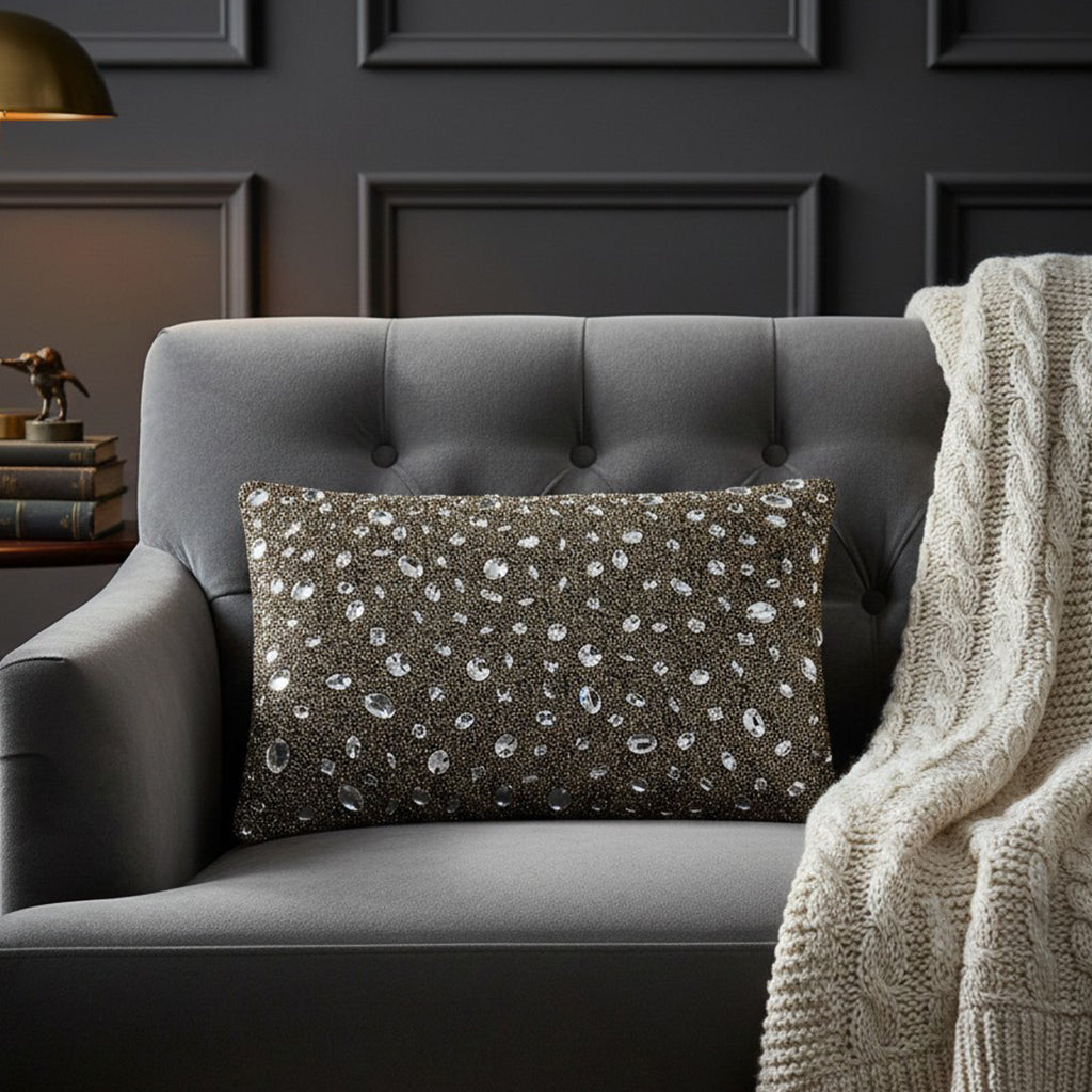 Aida Charcoal Velvet Pillow