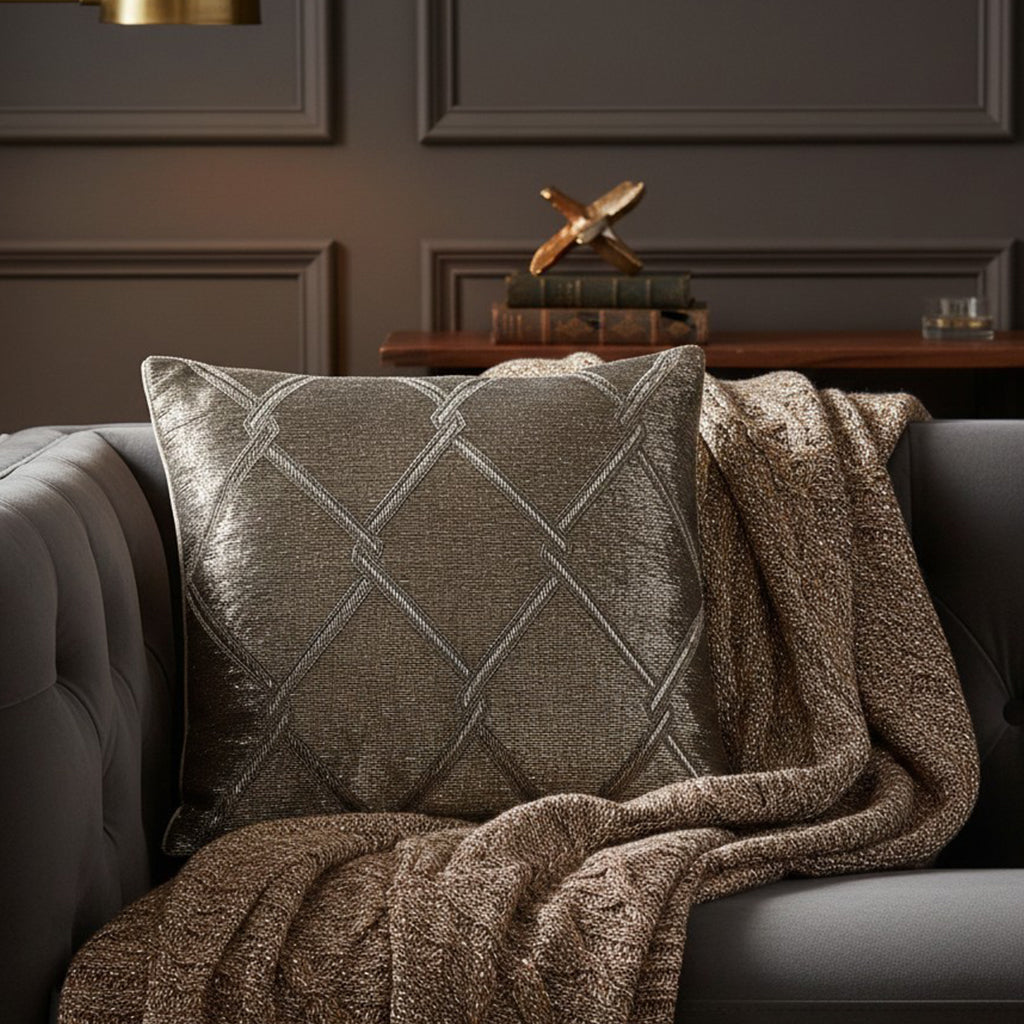 Akai Gray Beaded Pillow