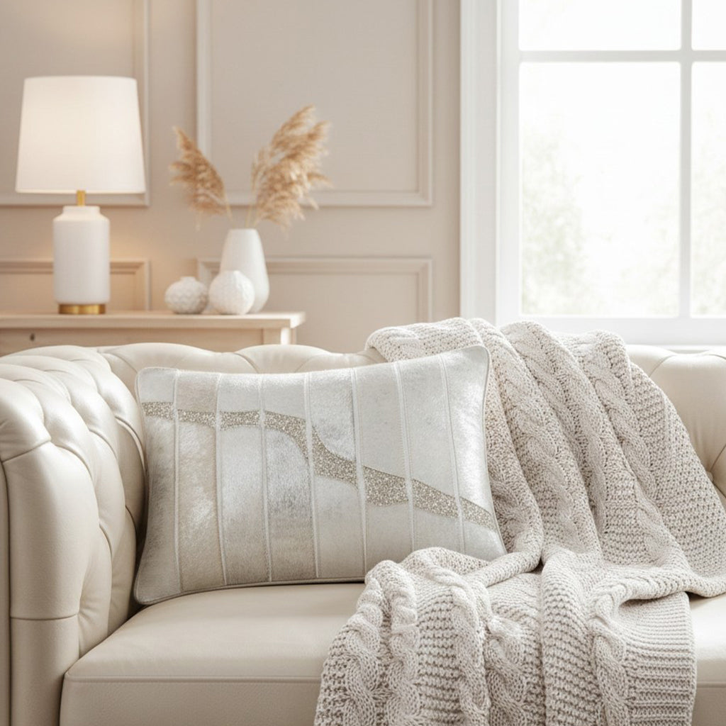 Akai Silver Hide Lumbar Pillow