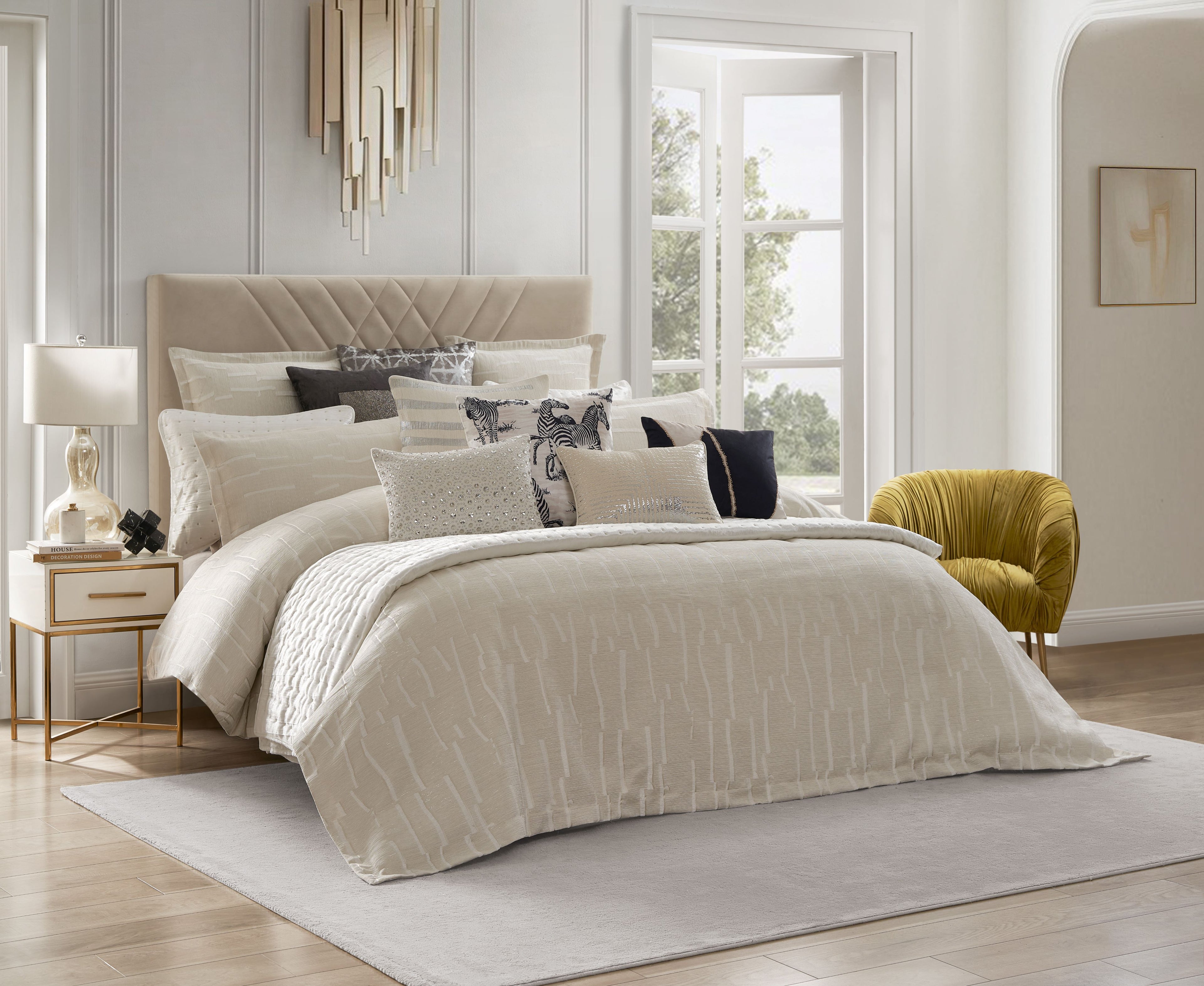 Alina Ivory Striped Duvet Set