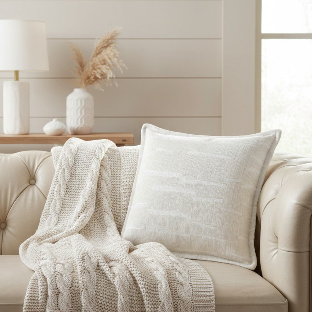 Alina White Textured Pillow