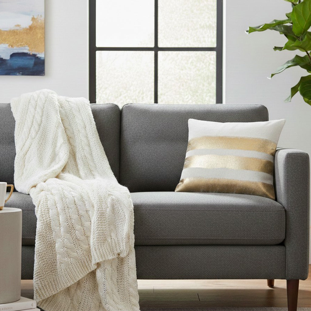 Amai Ivory Hairon Hide Velvet Back Pillow
