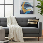 Amai Navy Hairon Hide Velvet Back Pillow