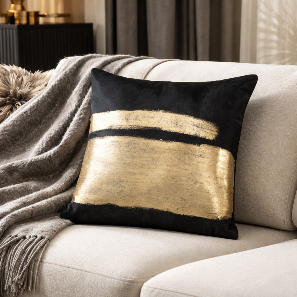 Amai Navy Hairon Hide Velvet Back Pillow