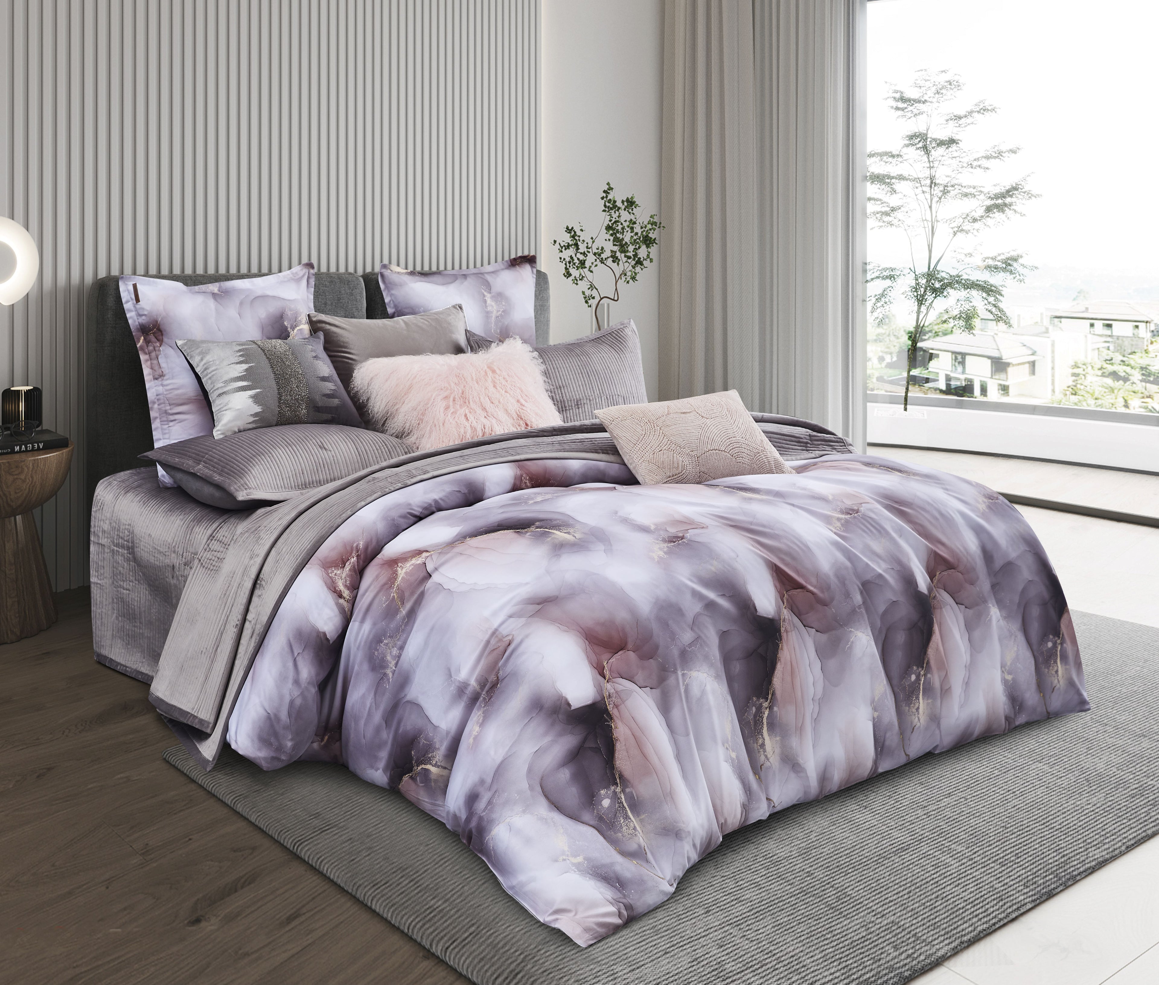 Amber Grey Abstract Duvet