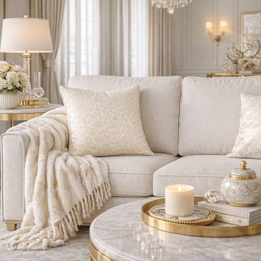 Asher Ivory Gold Pillow