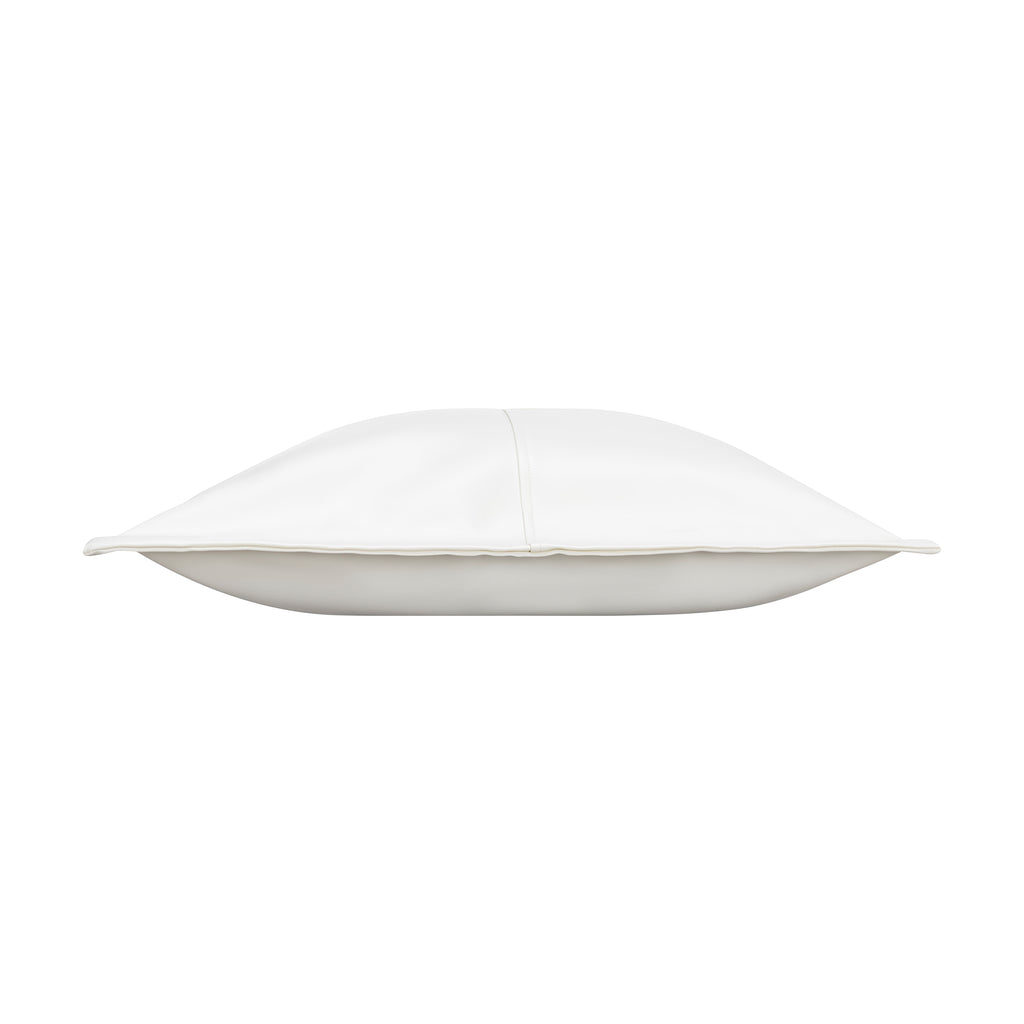 Atlas White Faux Leather Pillow
