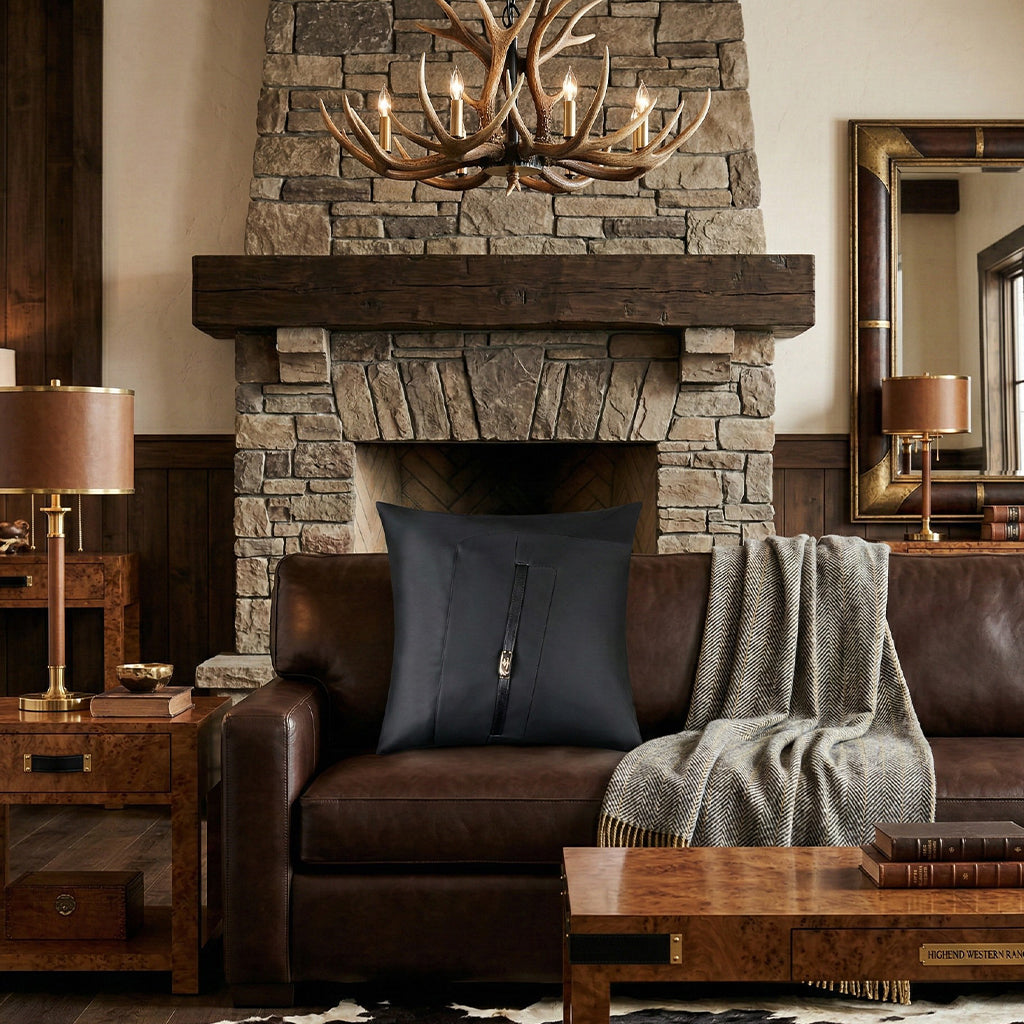 Atlas Black Buckle Pillow