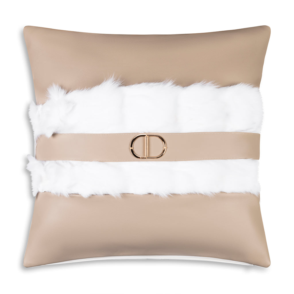 Atlas Ivory Beige Faux Fur Pillow