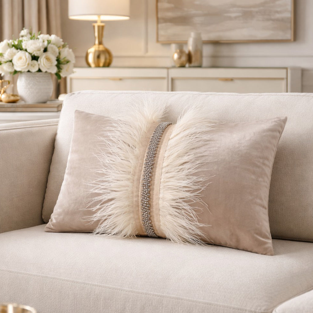 Ava Beige Velvet Pillow