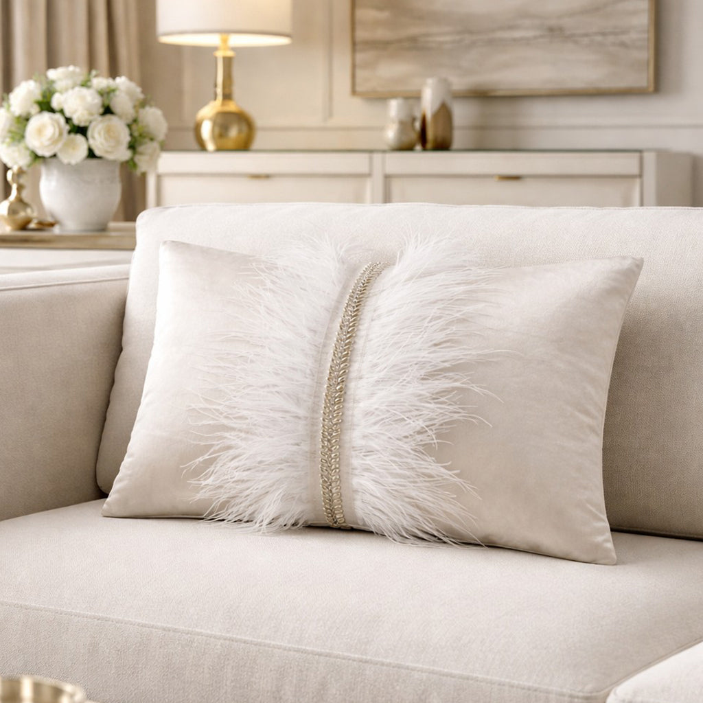 Ava Ivory Velvet Pillow
