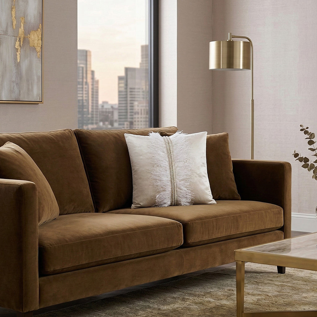 Ava Ivory Velvet Pillow