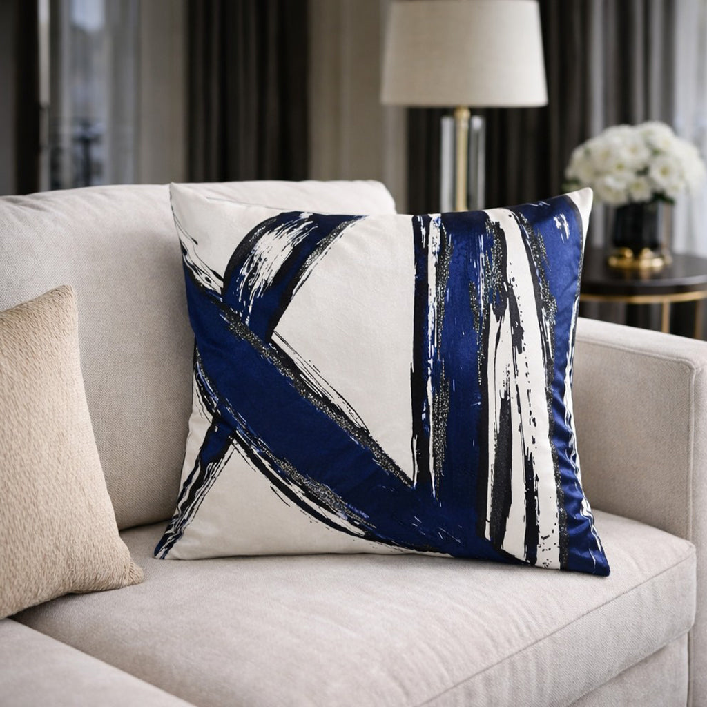 Bali Ivory and Navy Pillow