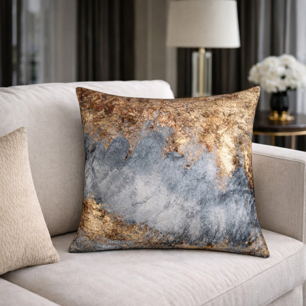 Bella Grey Gold Velvet Pillow