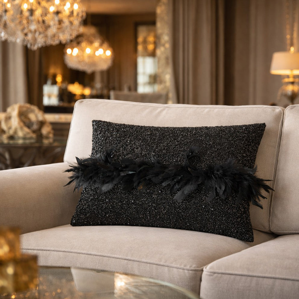 Bryce Feather Beading Lumbar Pillow