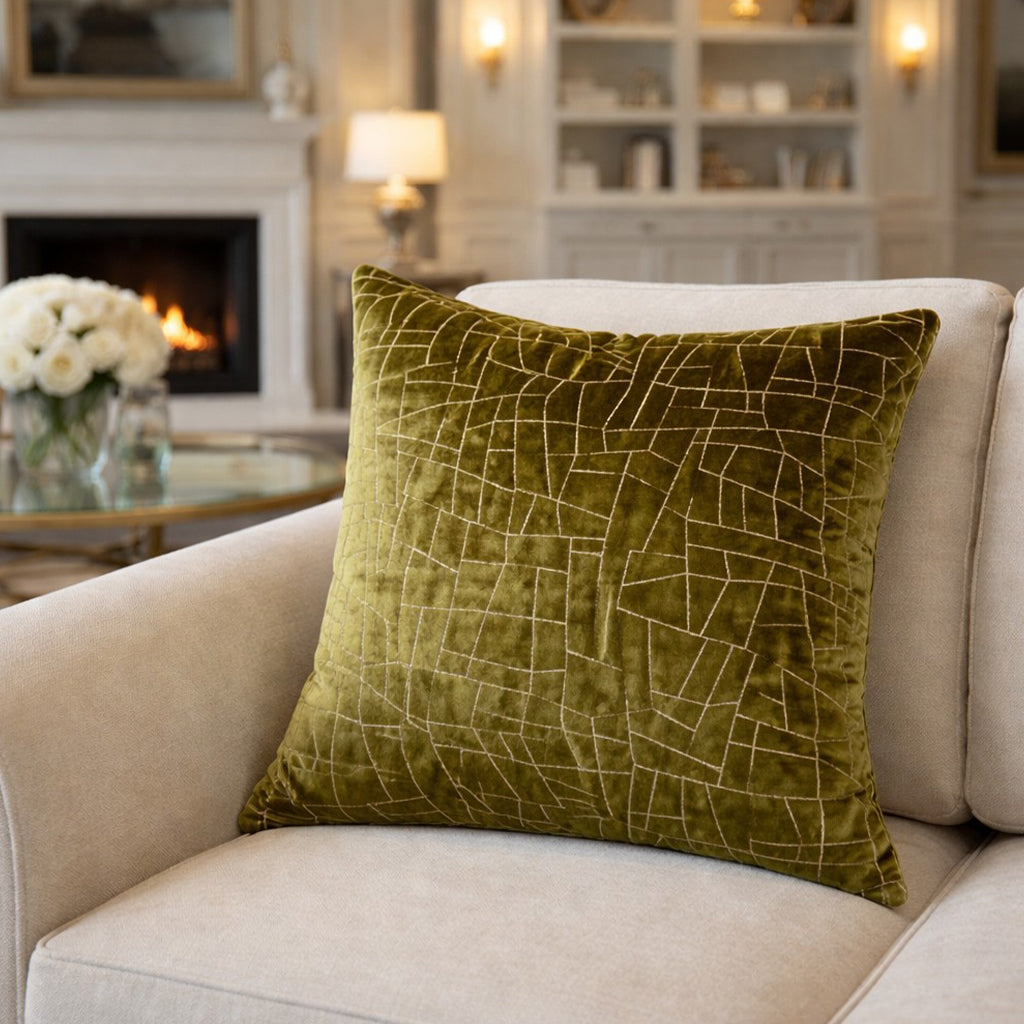 Tivoli Green Geometric Pillow