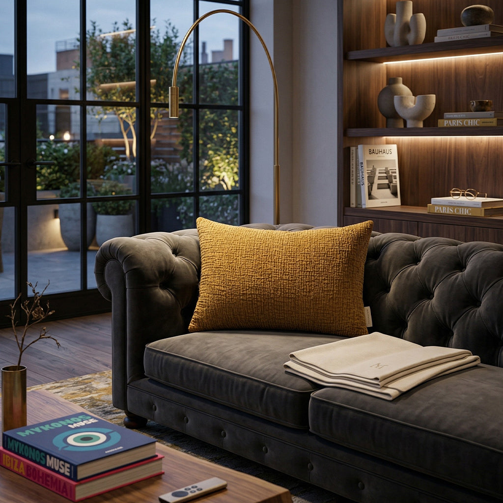 Tivoli Mustard Textured Pillow