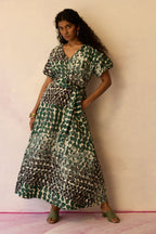 Moss Cinched-Waist Maxi Dress