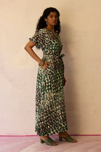Moss Cinched-Waist Maxi Dress