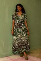 Moss Cinched-Waist Maxi Dress
