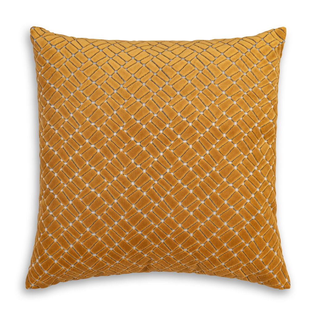 Grace Yellow Lattice Embroidered Pillow
