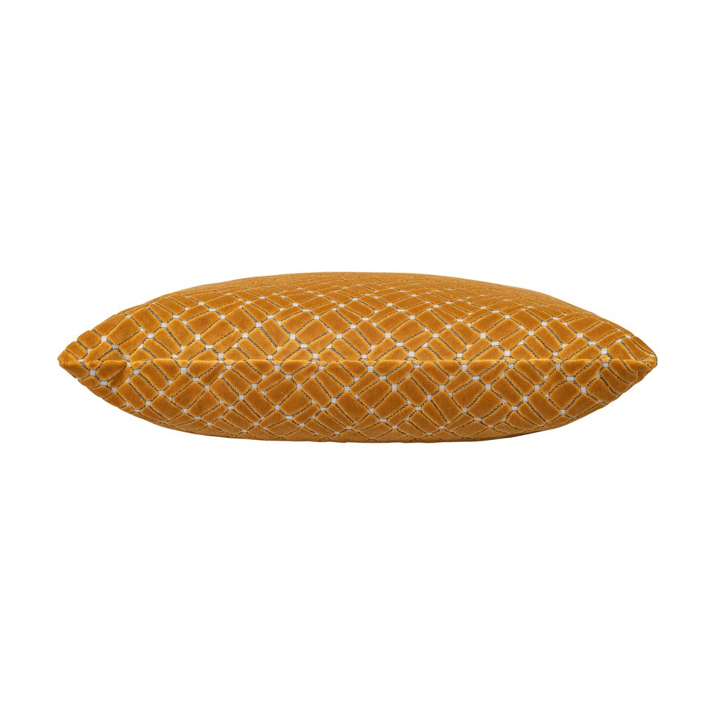 Grace Yellow Lattice Embroidered Pillow