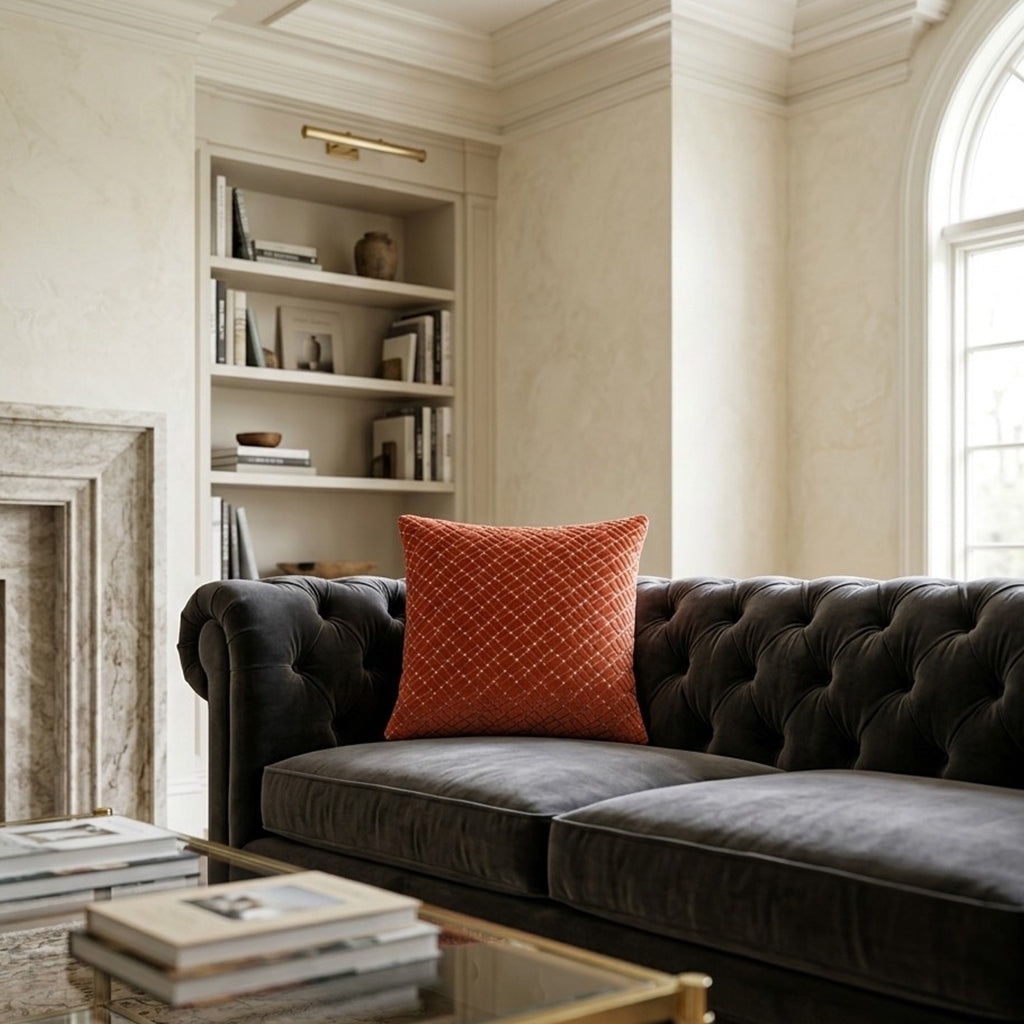 Grace Red Lattice Embroidered Pillow