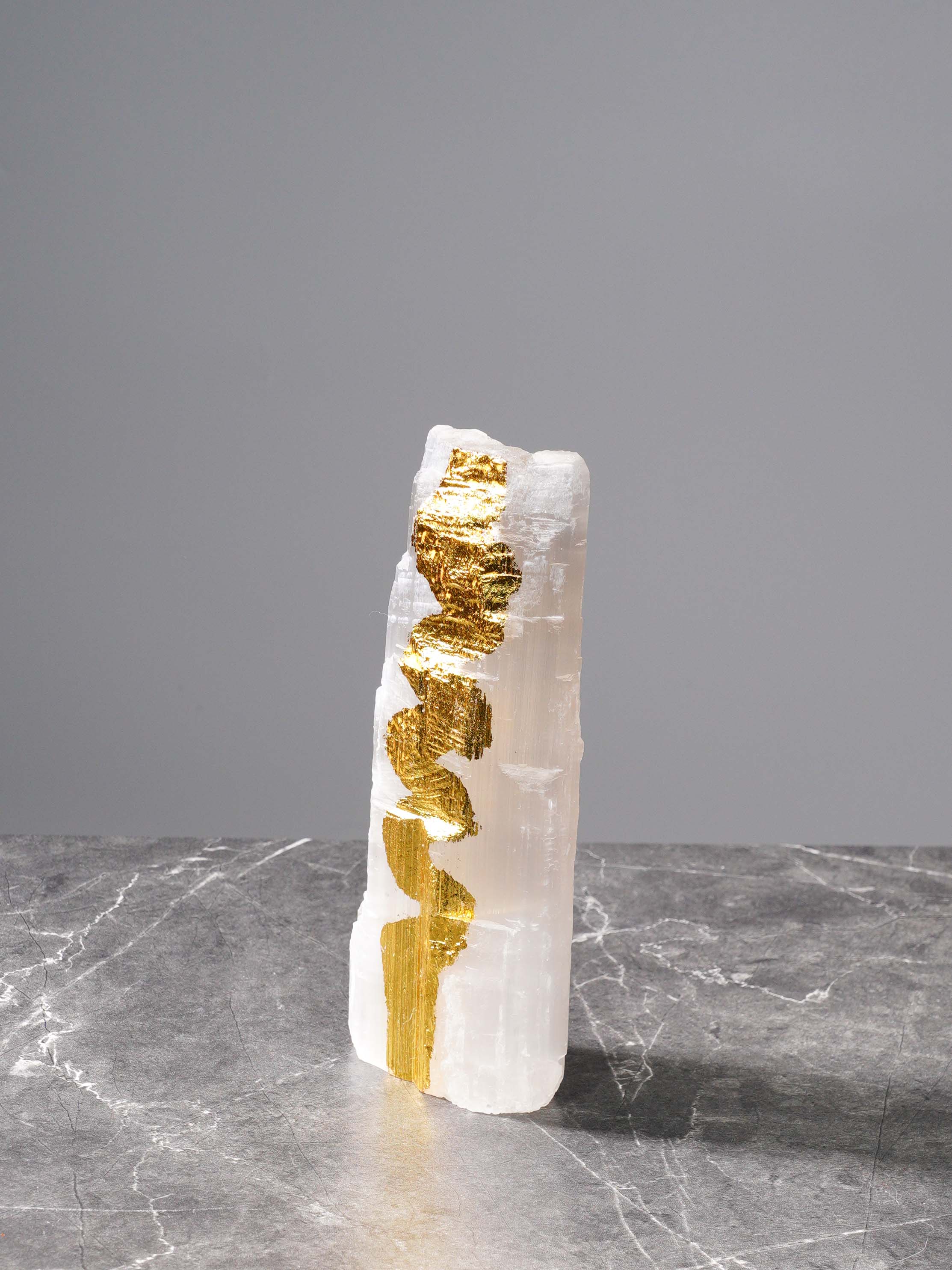 Home Decor Ella Selenite Gold Ornament - Small