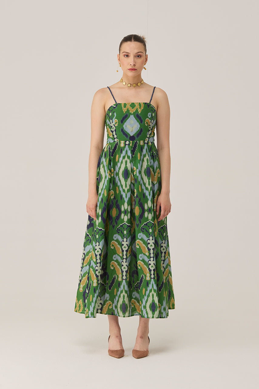 Empire Ikat Beaded Maxi Dress