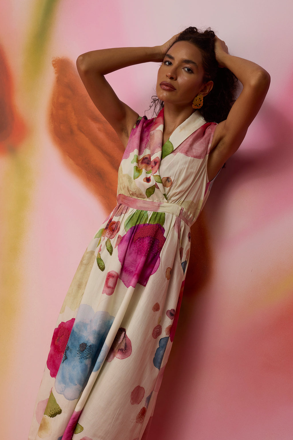 Californian Poppies Hand-Embroidered Sleeveless Dress