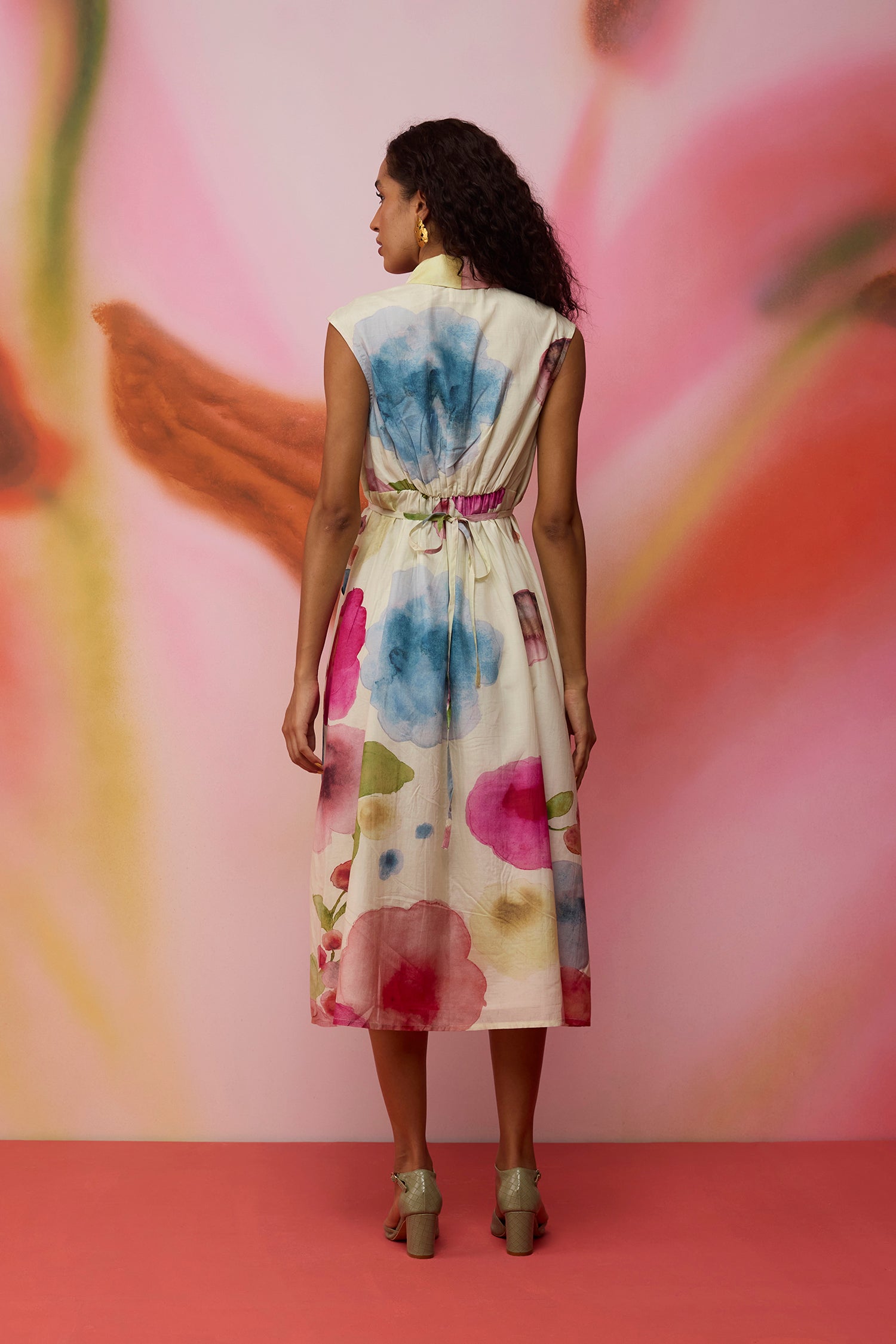 Californian Poppies Hand-Embroidered Sleeveless Dress