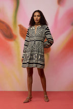 Monochrome Ikat Mini Dress
