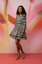 Monochrome Ikat Mini Dress
