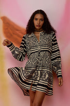 Monochrome Ikat Mini Dress