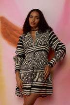 Monochrome Ikat Mini Dress