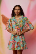 Floral Sky Wrap Dress
