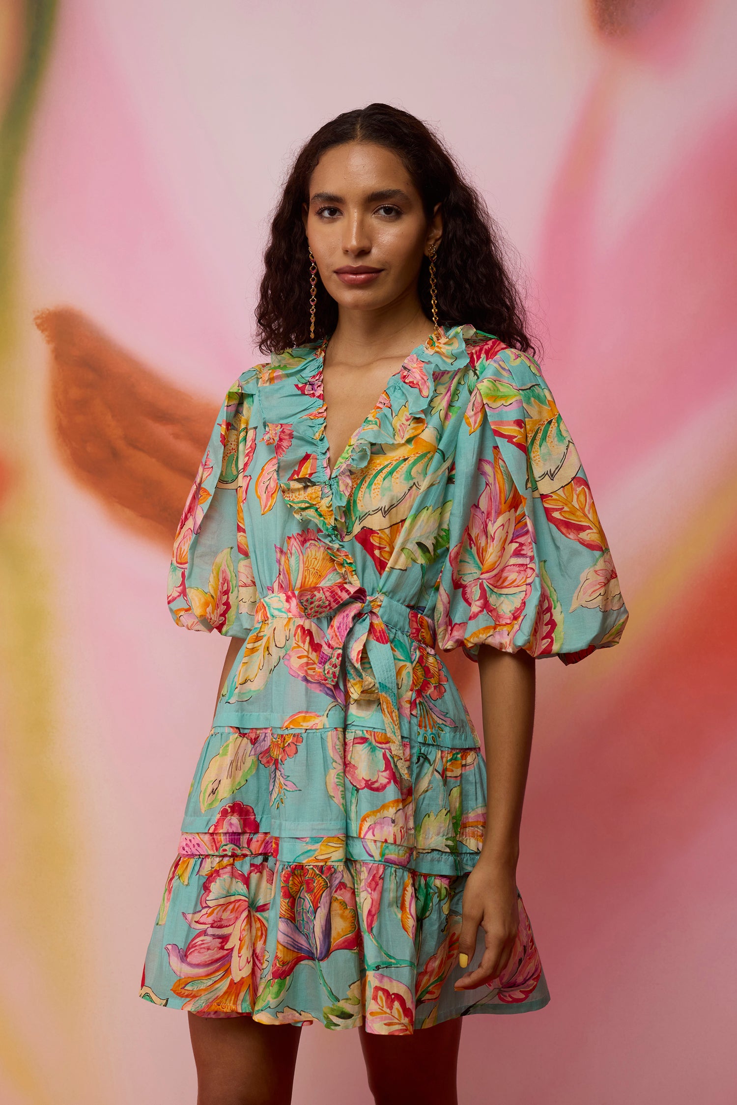 Floral Sky Wrap Dress