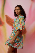 Floral Sky Wrap Dress