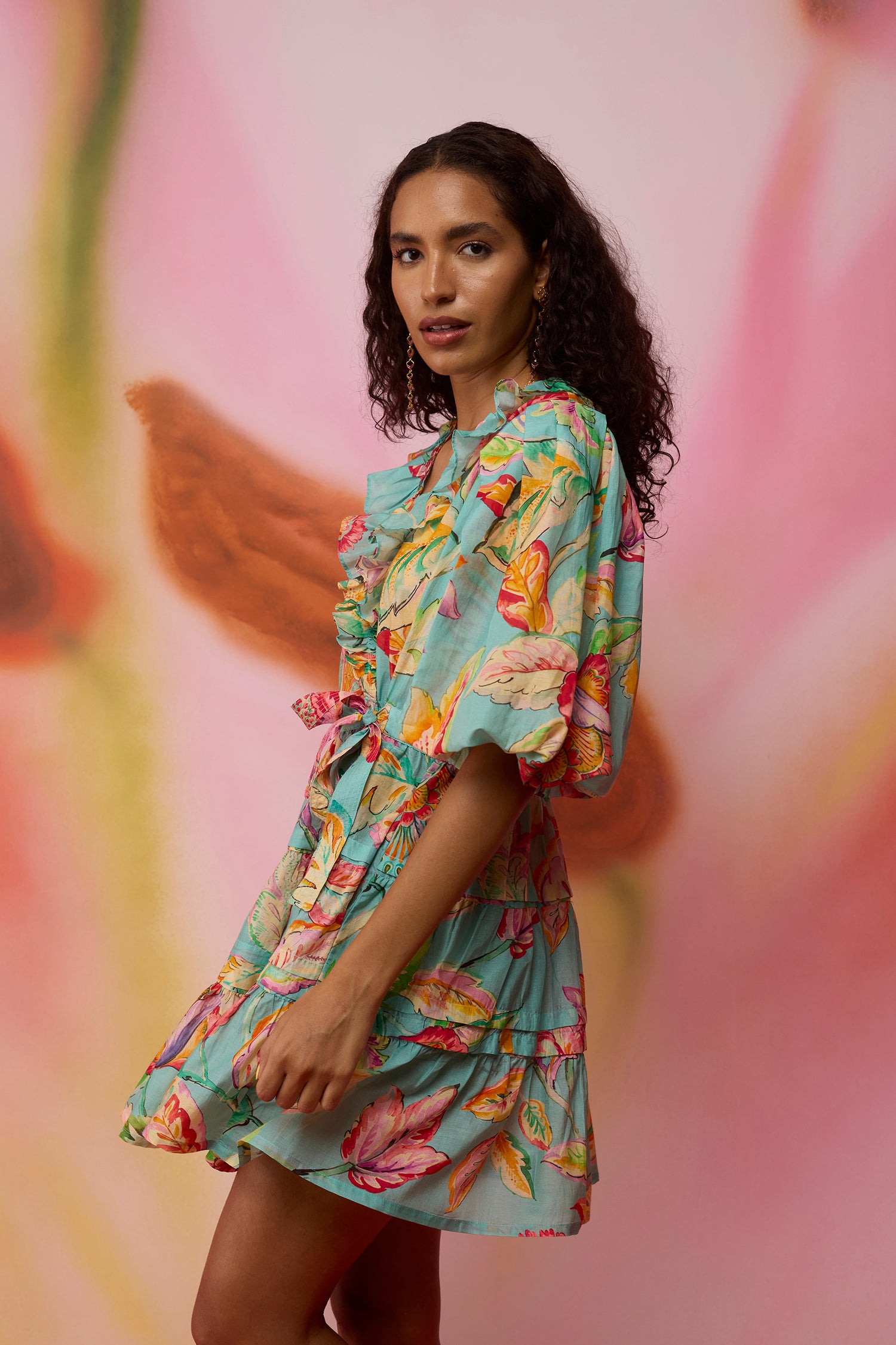 Floral Sky Wrap Dress