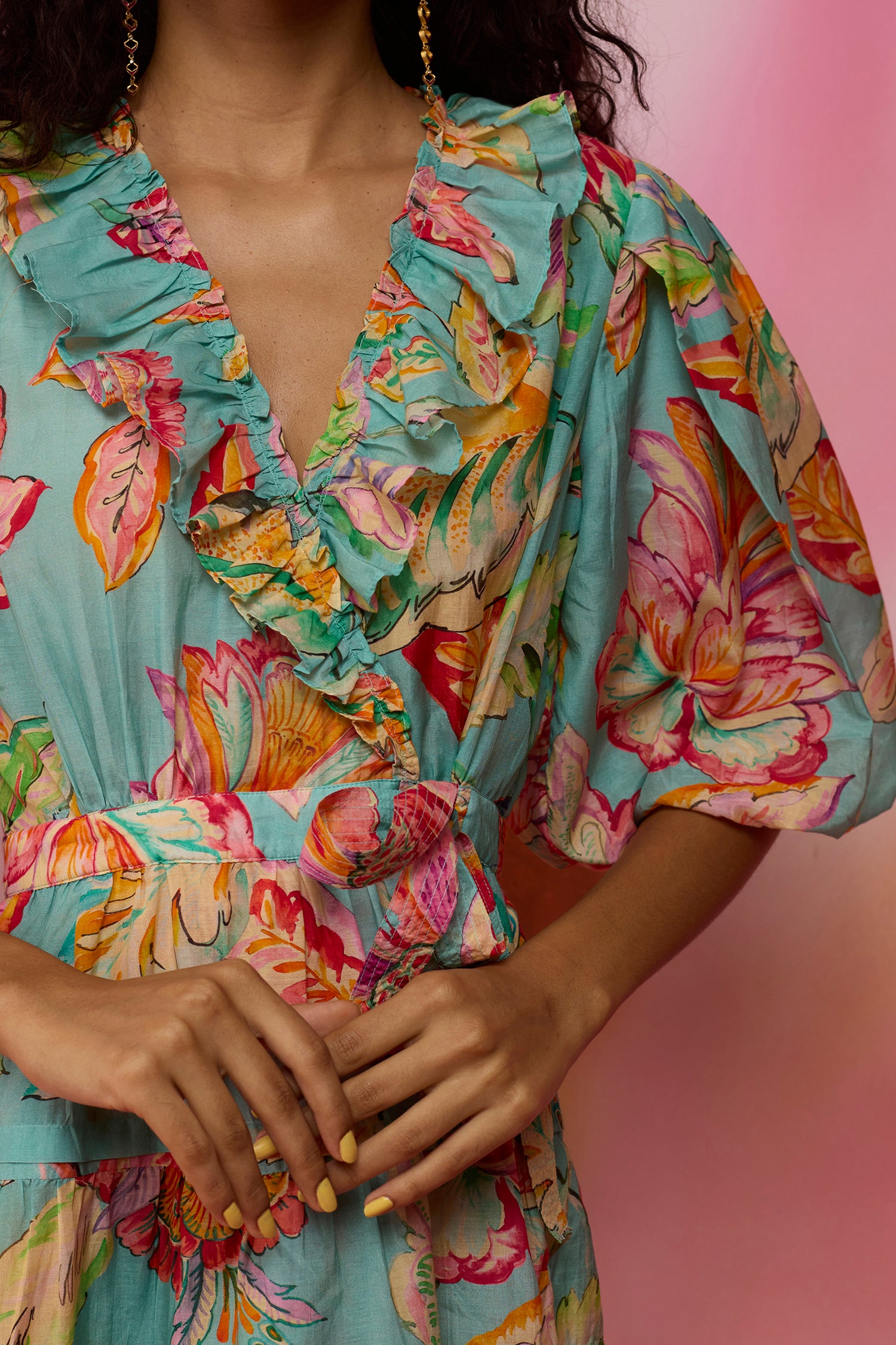 Floral Sky Wrap Dress
