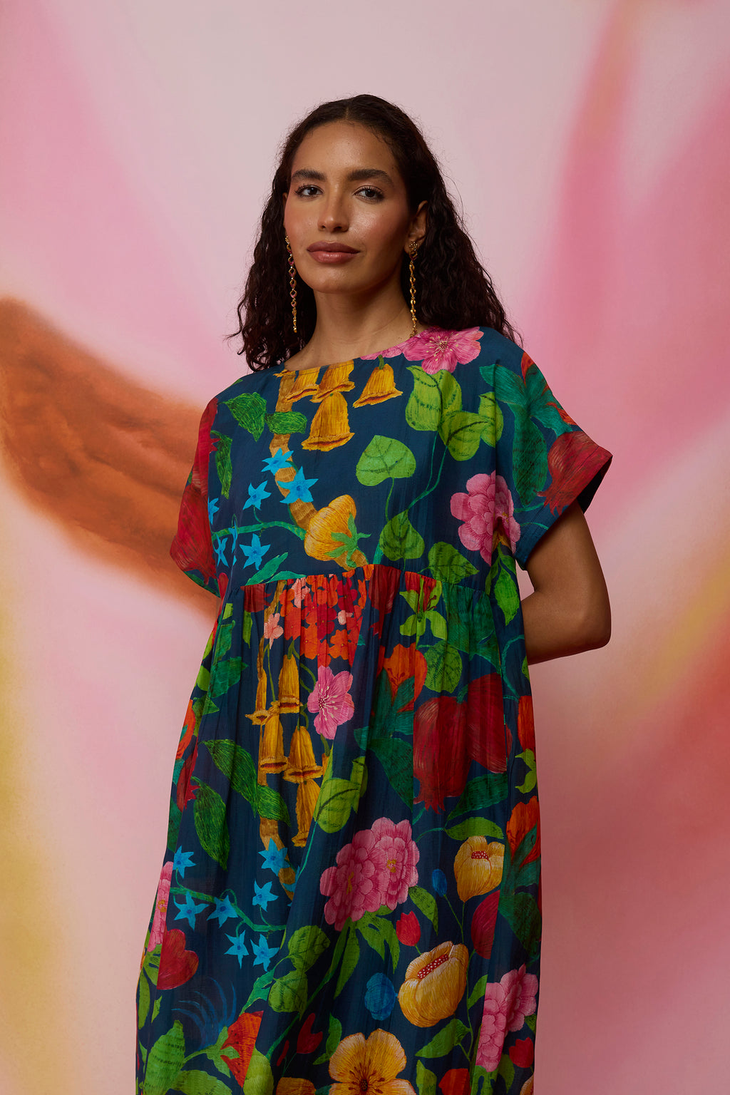 Navy Wildflower Midi Dress