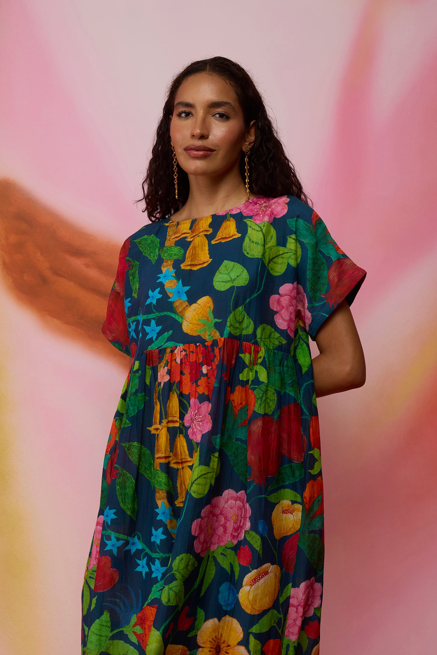 Navy Wildflower Midi Dress