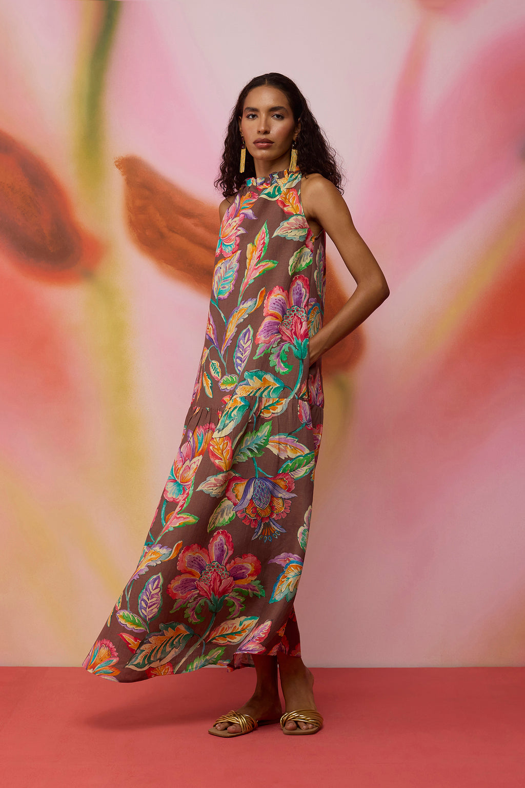 Cocoa Chintz Maxi Dress