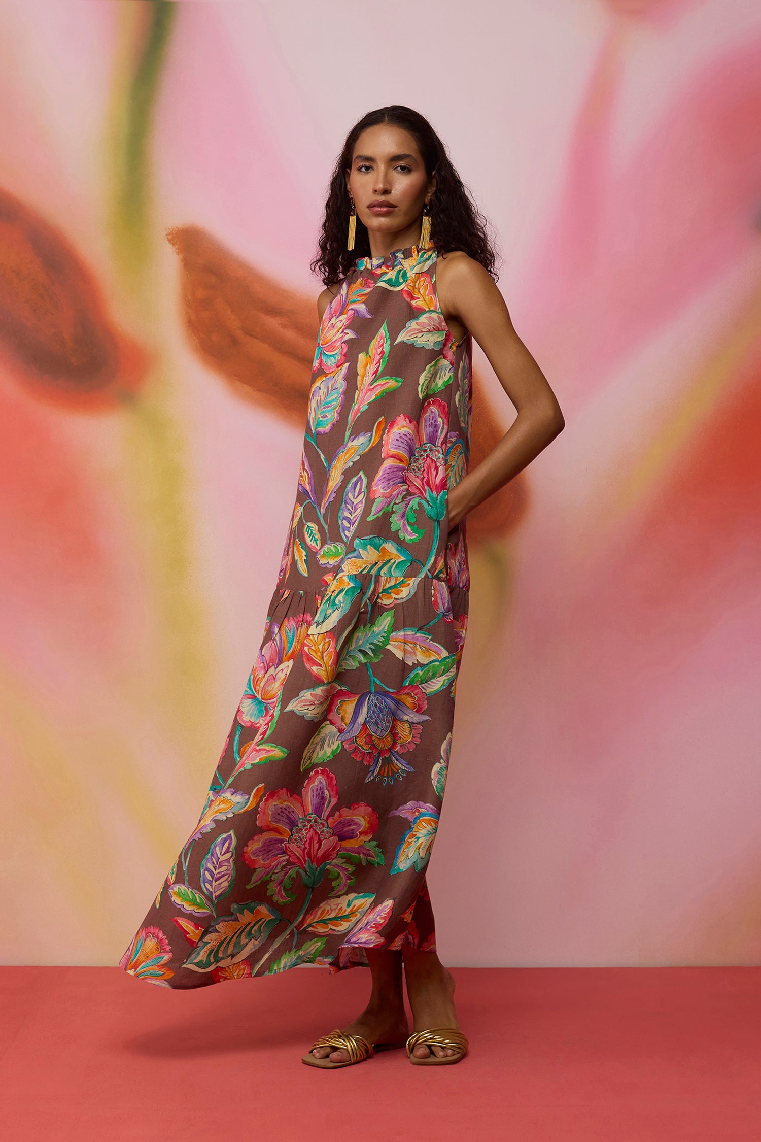 Cocoa Chintz Maxi Dress