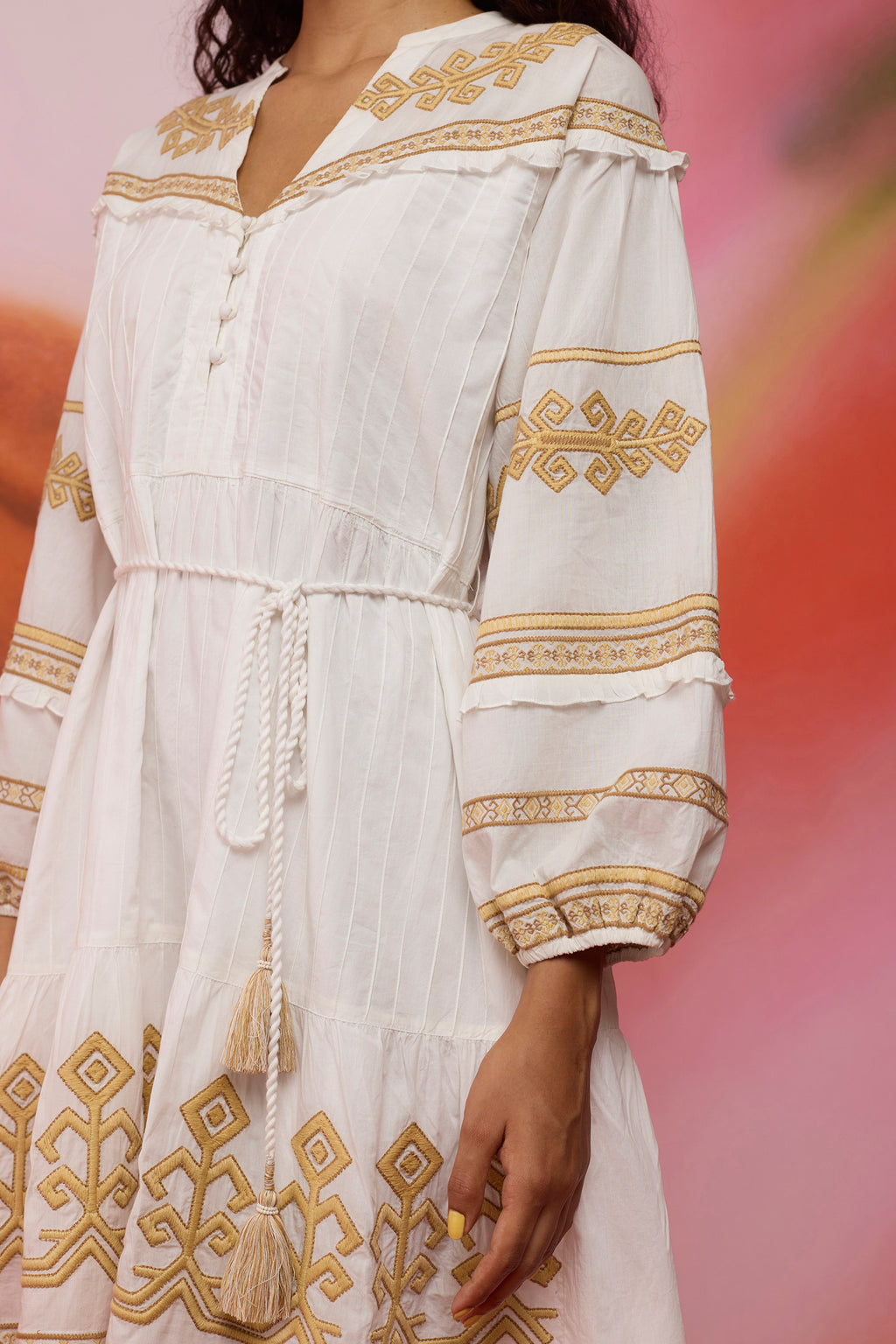 Scattered Stars Indonesian Embroidery Mini Dress