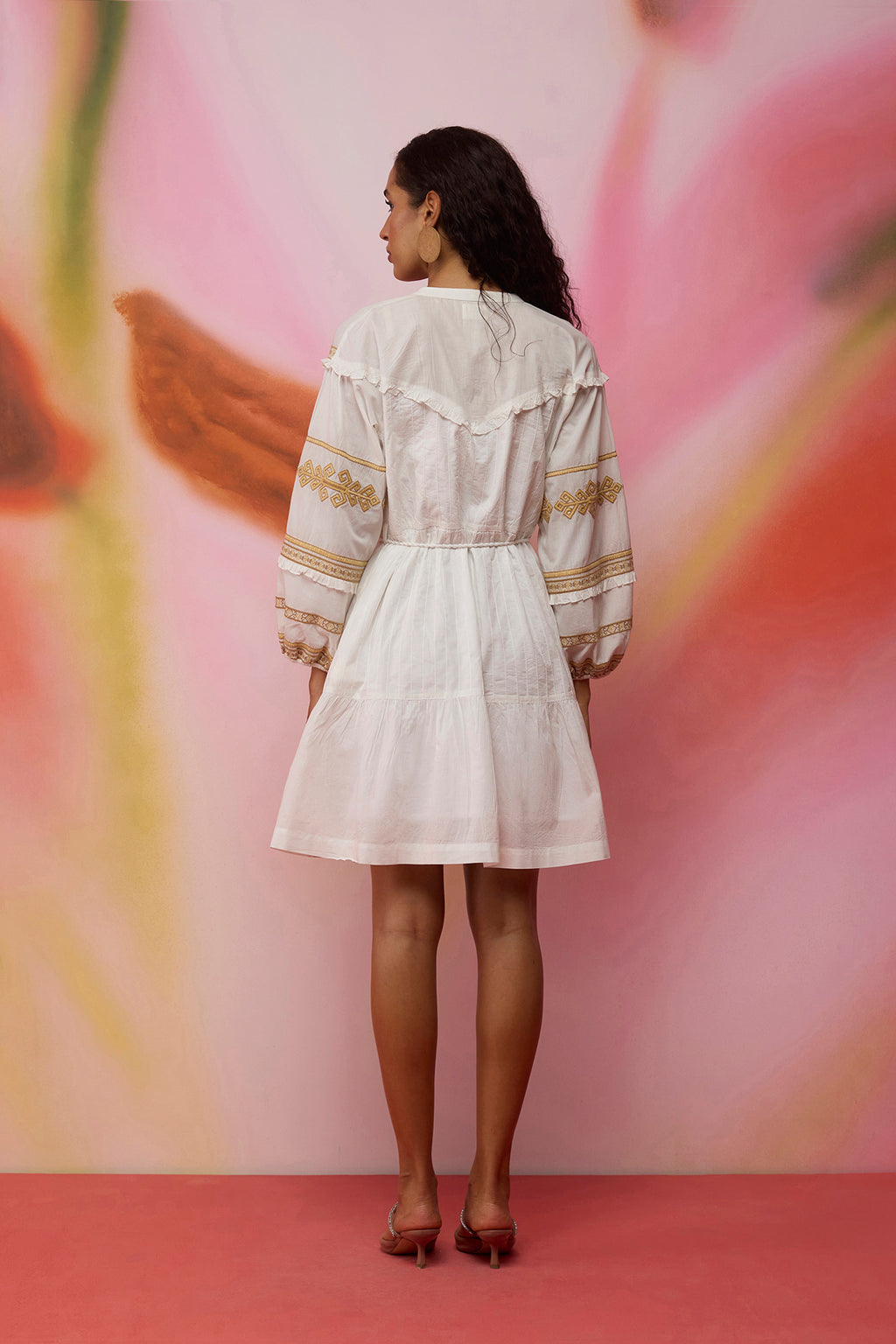 Scattered Stars Indonesian Embroidery Mini Dress