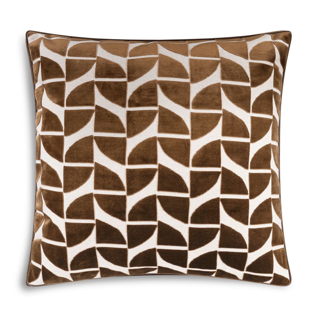 Eclipse Geometric Velvet Pillow – Coffee