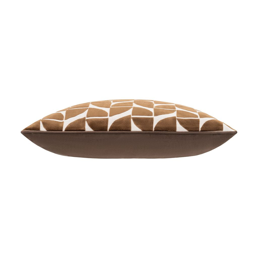 Eclipse Geometric Velvet Pillow – Coffee