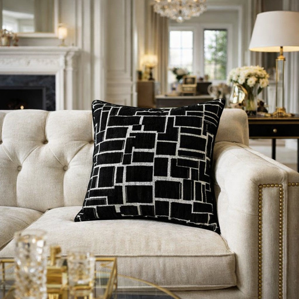 Eclipse Modern Grid Pillow – Black